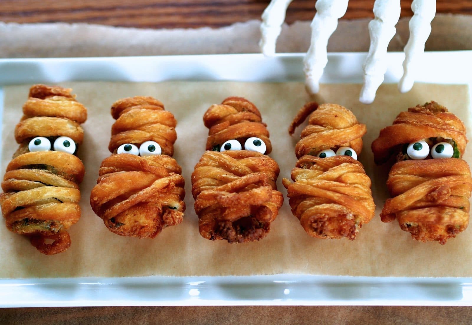 Halloween Jalapeno Poppers
 Jalapeno Popper Mummies Simply Sated