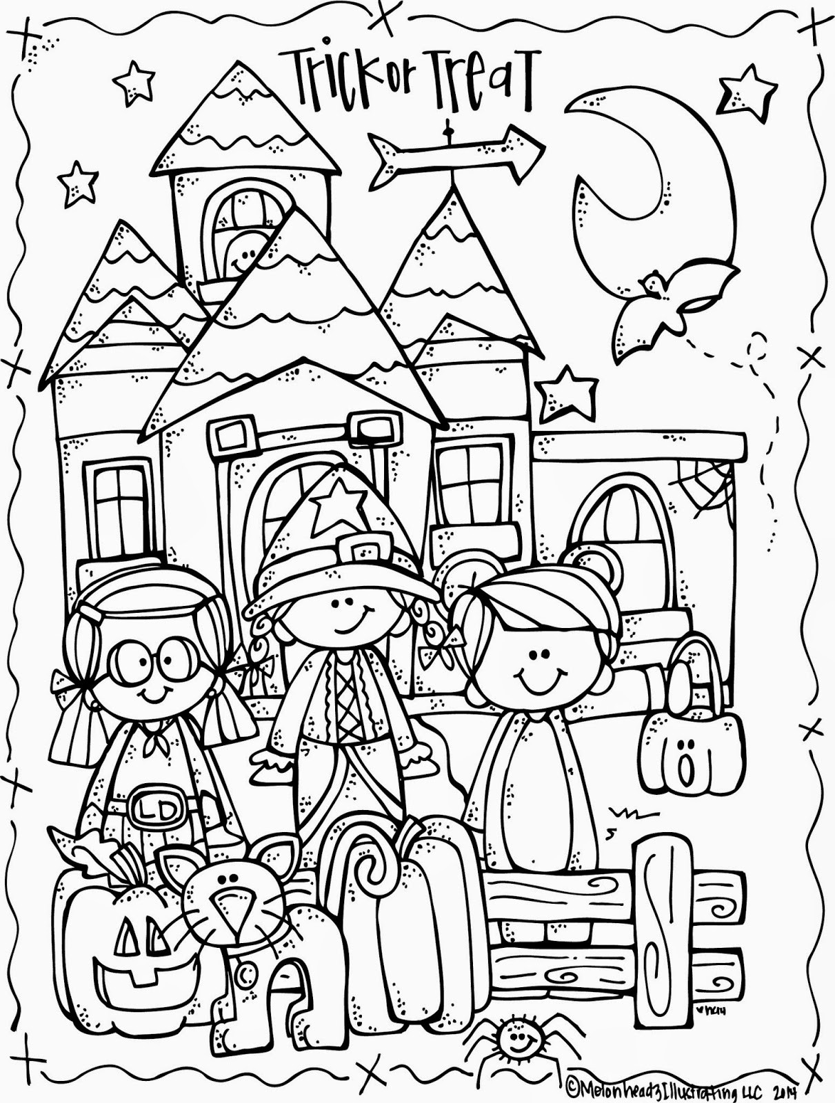 Halloween Kids Coloring Pages
 MelonHeadz October 2014