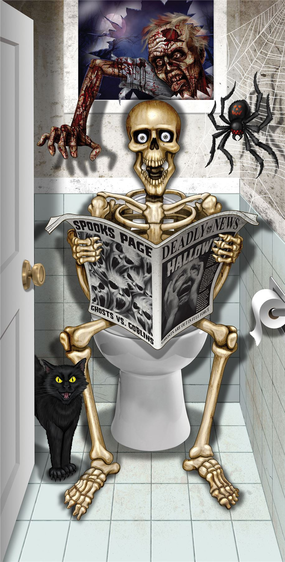 Halloween Toilet Decorations
 Skeleton Toilet Zombie Halloween Bathroom Party Fun