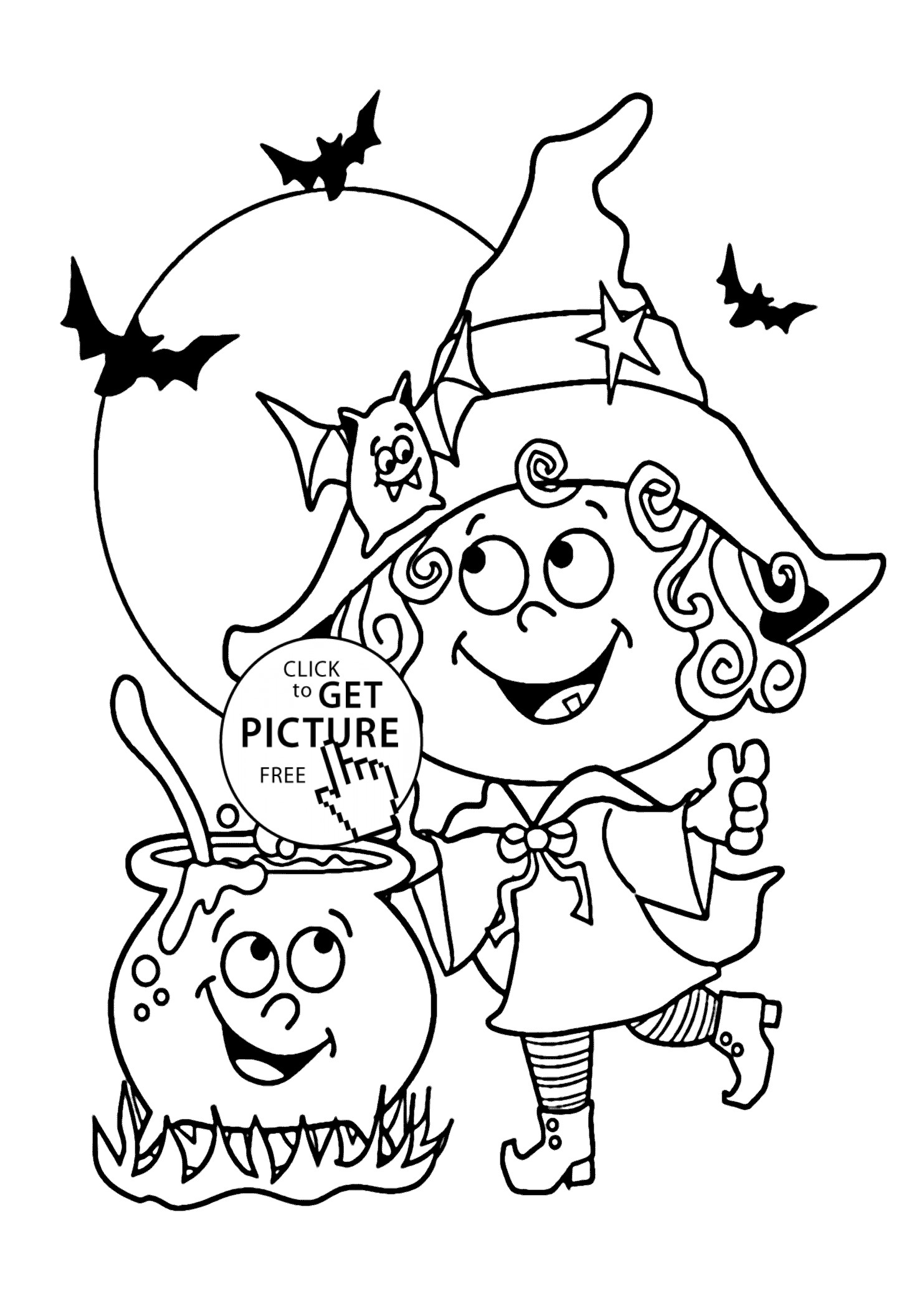 Halloween Witch Coloring Pages For Kids
 Halloween Little funny witch coloring page for kids