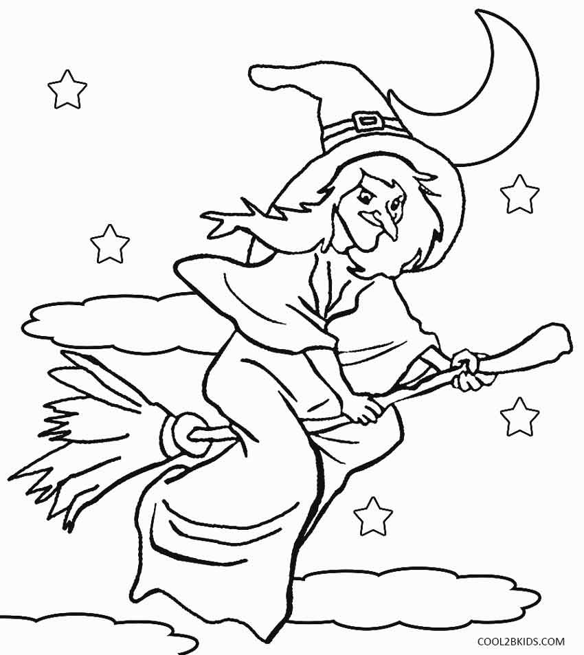 Halloween Witch Coloring Pages For Kids
 Printable Witch Coloring Pages For Kids