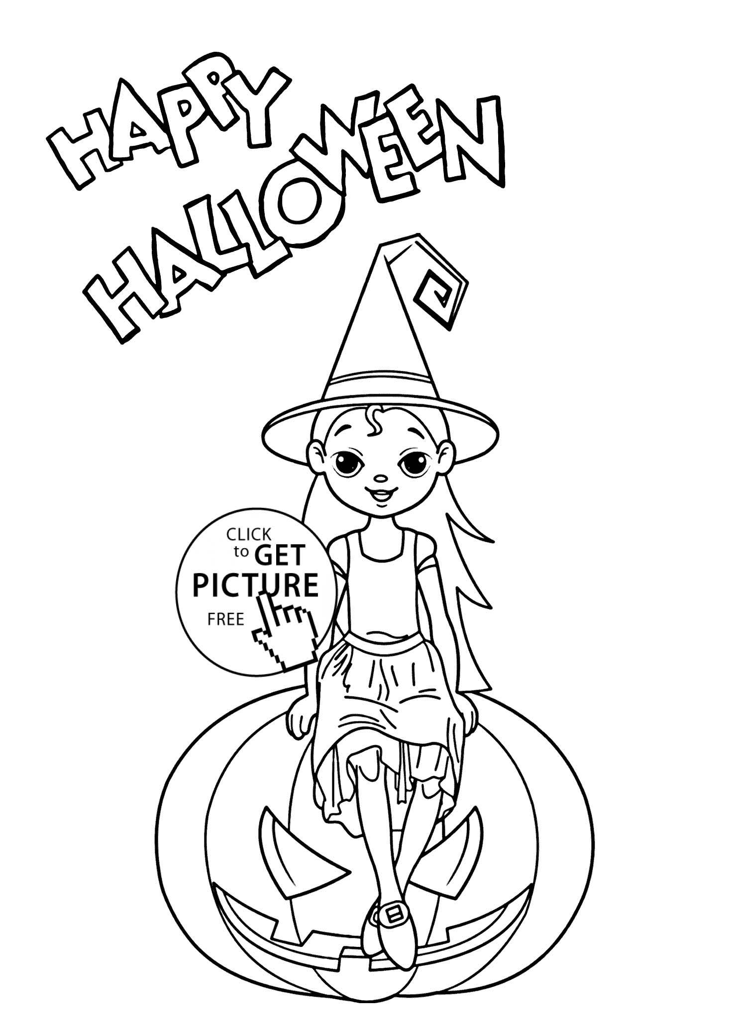 Halloween Witch Coloring Pages For Kids
 Halloween Little witch coloring page for kids printable