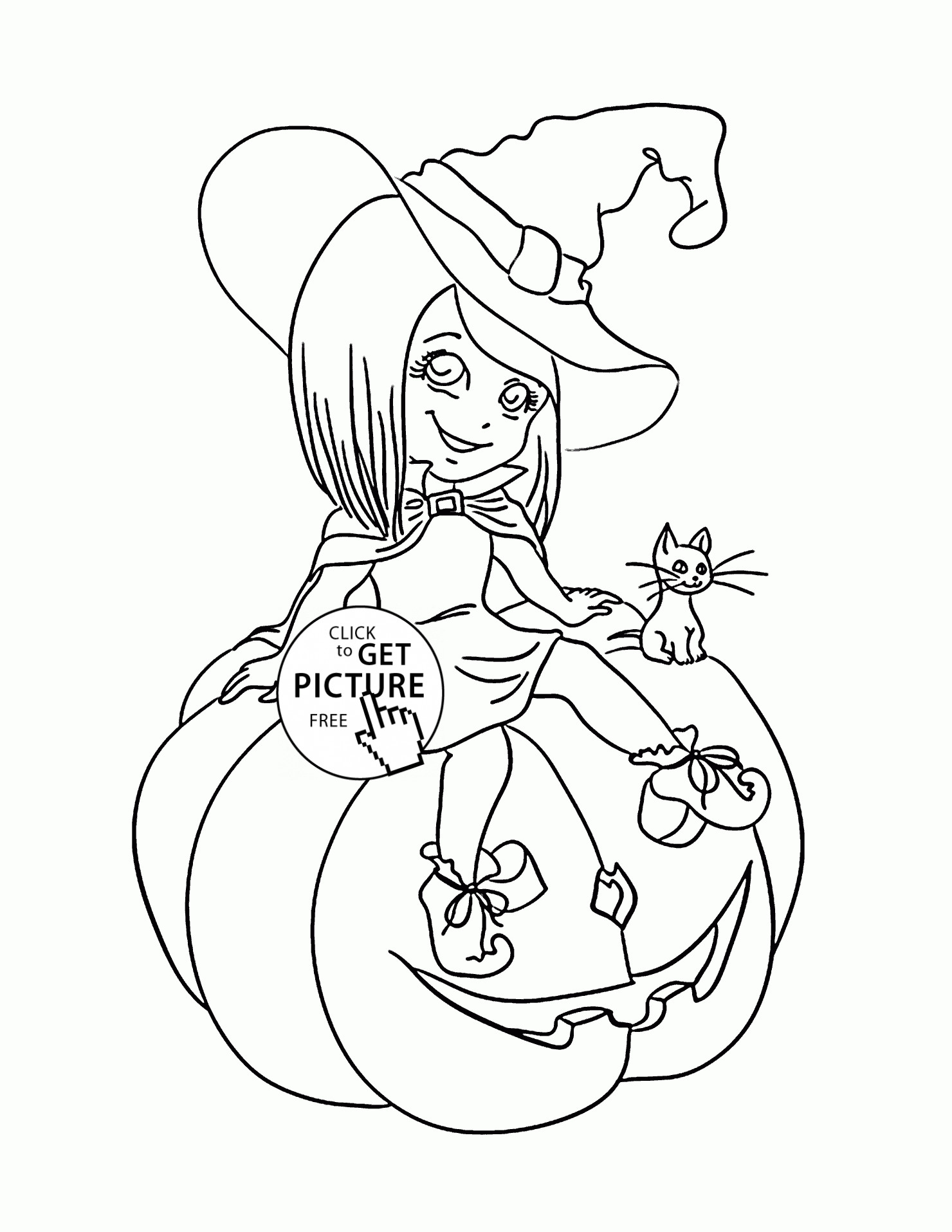 Halloween Witch Coloring Pages For Kids
 Cute Halloween Witch coloring pages for kids pumpkin