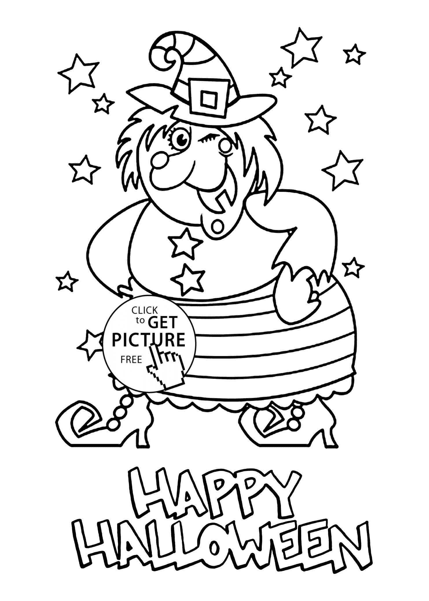 Halloween Witch Coloring Pages For Kids
 Halloween Witch coloring page for kids printable free