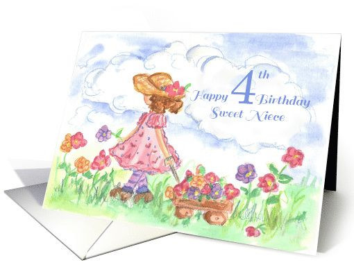 Happy 4th Birthday Quotes
 Happy 4th Birthday Sweet Niece Watercolor Art card