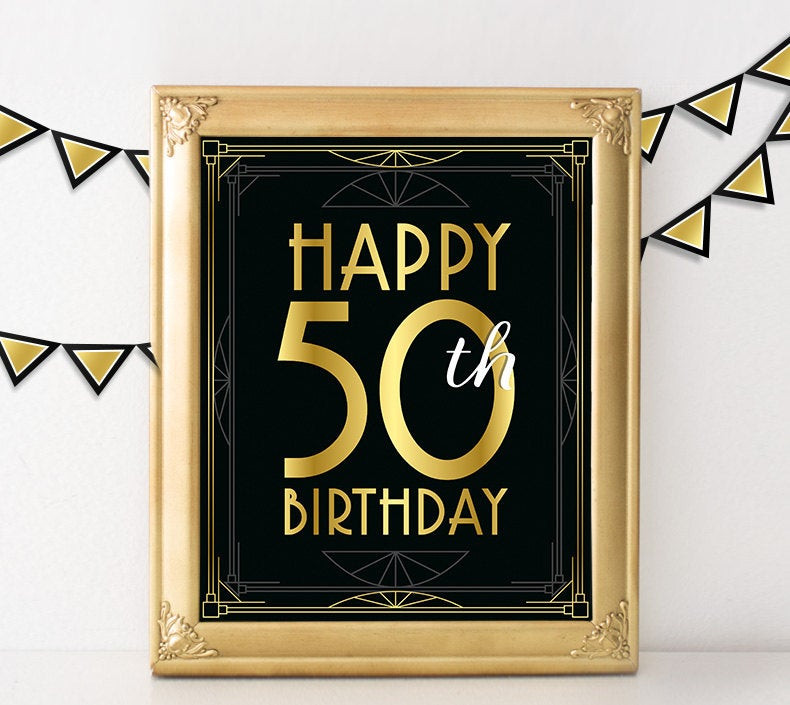 Happy 50th Birthday Decorations
 Birthday sign Happy 50th birthday Hollywood birthday party