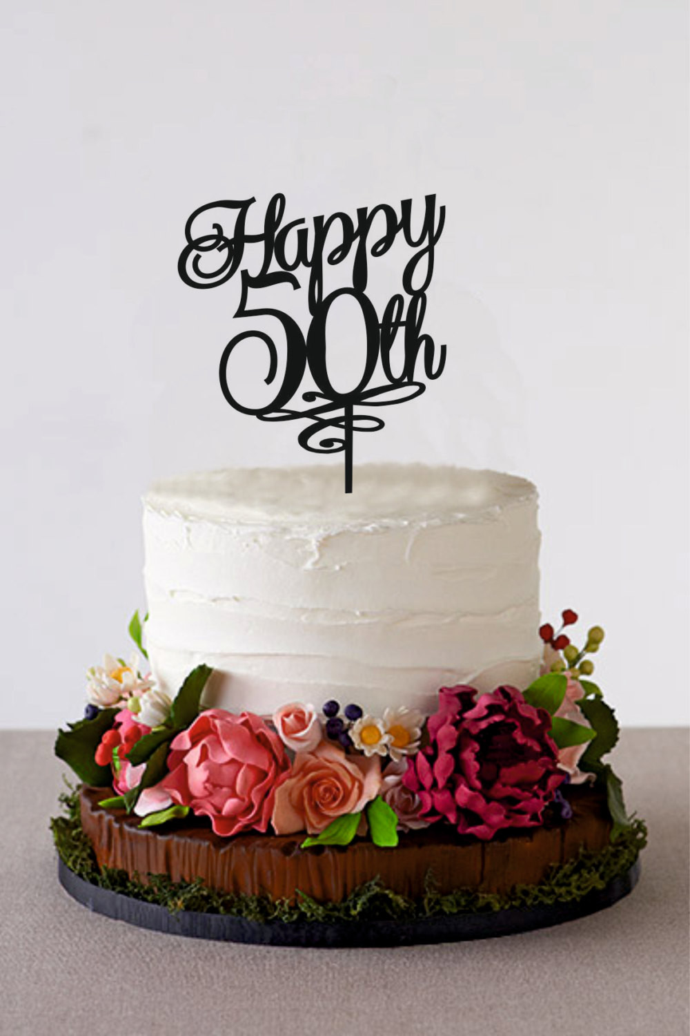 Happy 50th Birthday Decorations
 Happy 50th Birthday Cake Topper 50 Years by HolidayCakeTopper