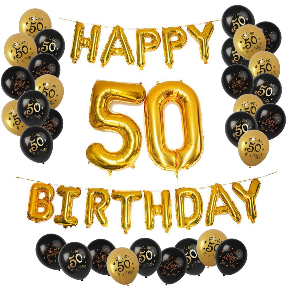 Happy 50th Birthday Decorations
 ZLJQ Happy 50th Birthday Balloons Set 33 Pcs Fiftieth