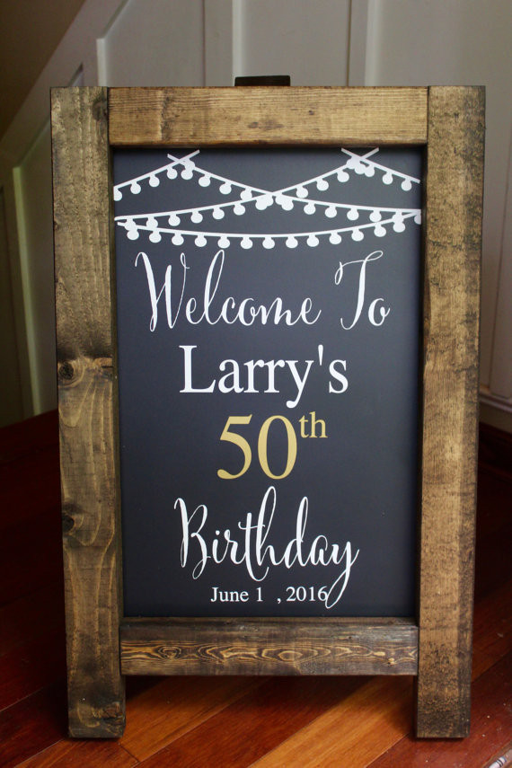 Happy 50th Birthday Decorations
 Happy 50th Birthday Rustic Chalkboard Easel Sign Milestone