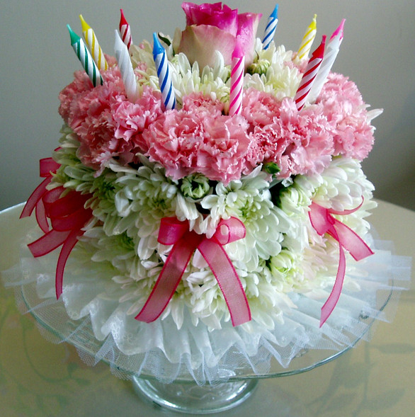 Happy Birthday Cake And Flowers
 Happy Birth Day