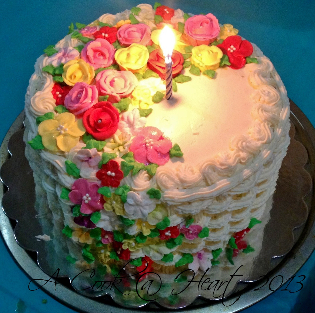 Happy Birthday Cake And Flowers
 A Cook Heart A basket cake of flowers