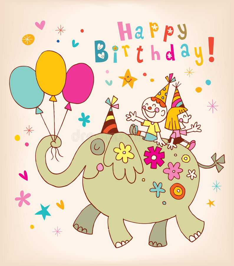 Happy Birthday Cards For Kids
 Happy Birthday Kids Greeting Card Stock Vector