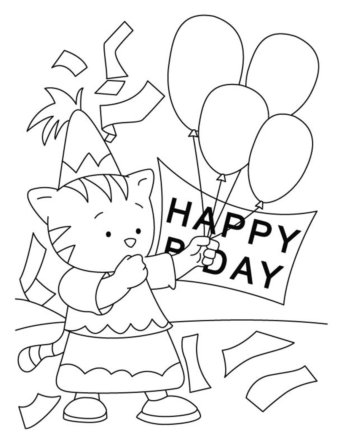 Happy Birthday Coloring Pages For Kids
 Happy birthday coloring pages free printable for