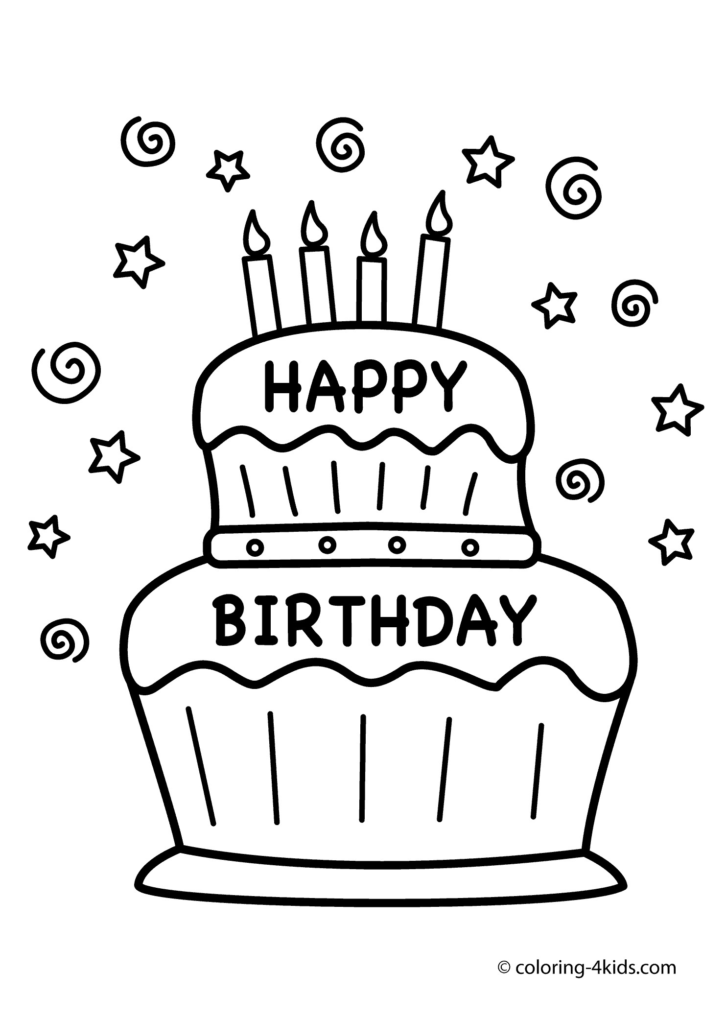 Happy Birthday Coloring Pages For Kids
 Cake Happy Birthday Party Coloring Pages – nice coloring