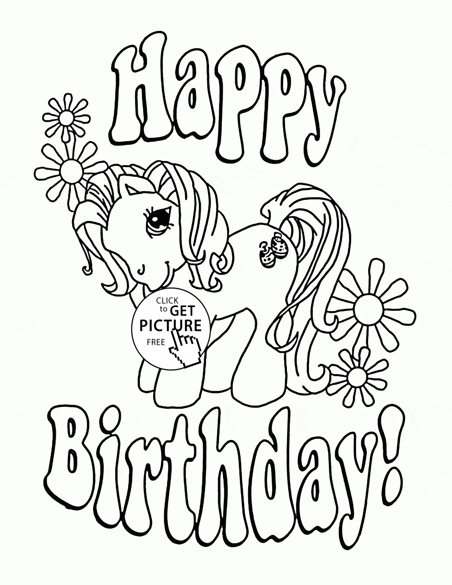 Happy Birthday Coloring Pages For Kids
 My Little Pony Happy Birthday coloring page for kids