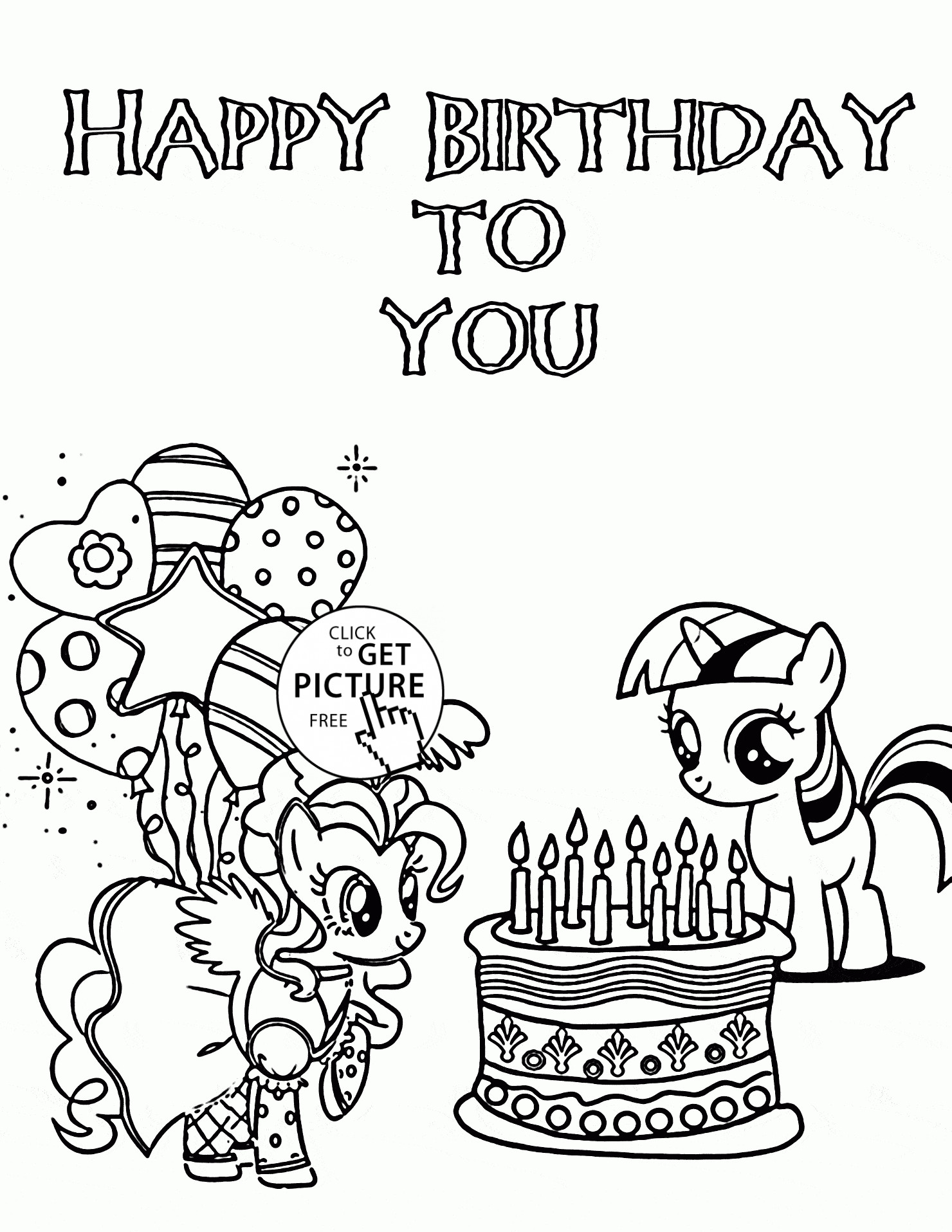 Happy Birthday Coloring Pages For Kids
 My Little Pony Happy Birthday to You coloring page for