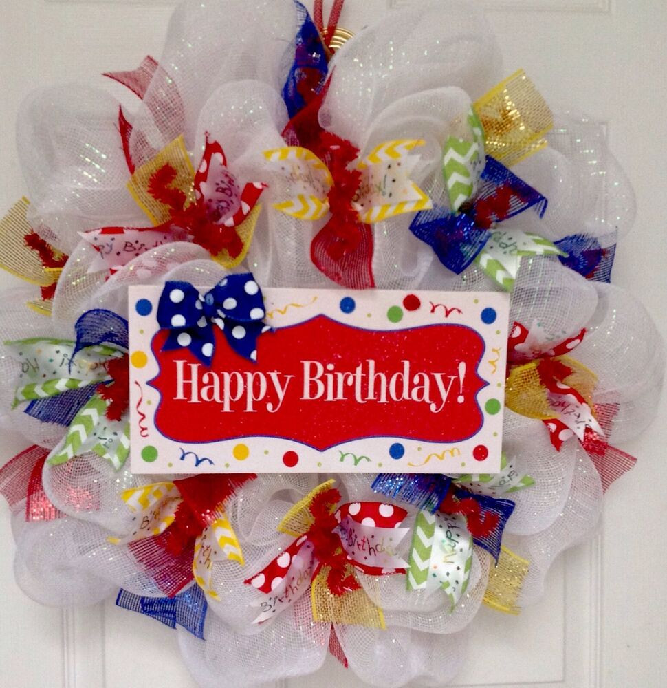 Happy Birthday Decoration
 Happy Birthday Party Decoration Deco Mesh Wreath