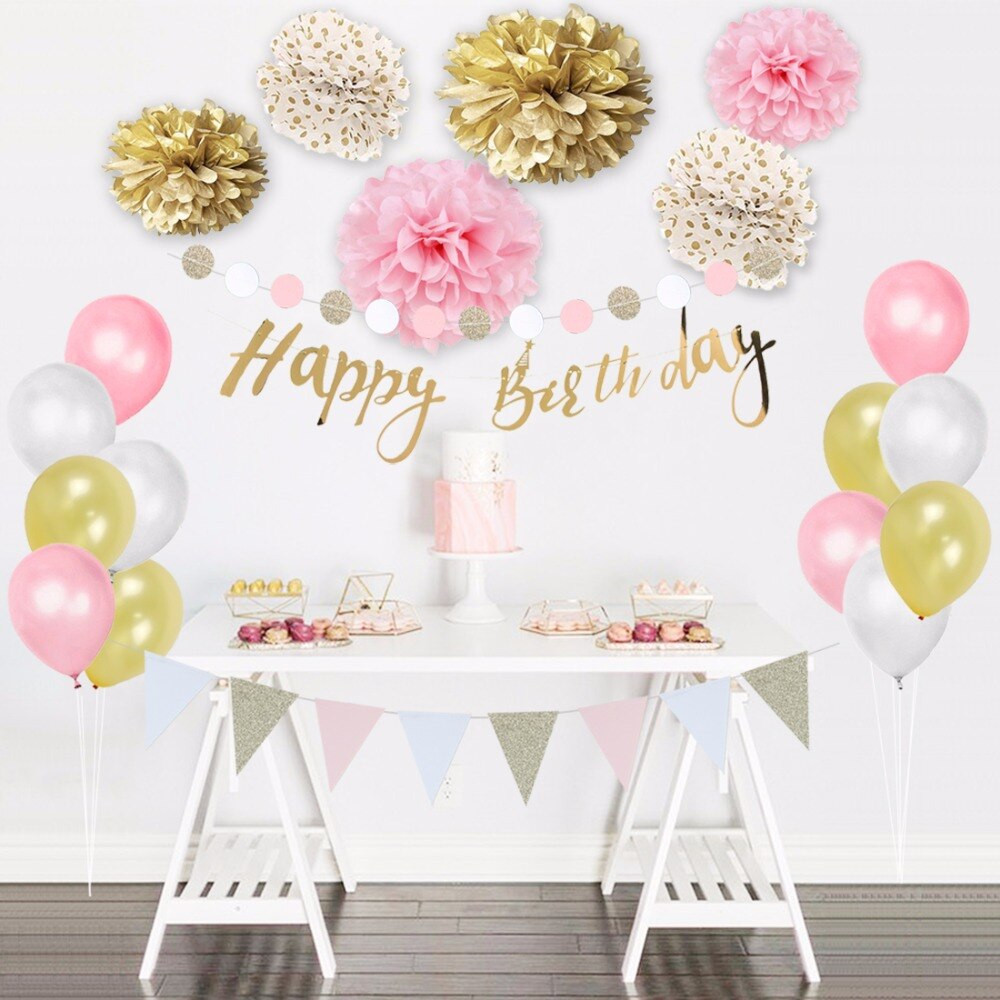 Happy Birthday Decoration
 24Pieces Set Happy Birthday Party Decorations Kids Girls