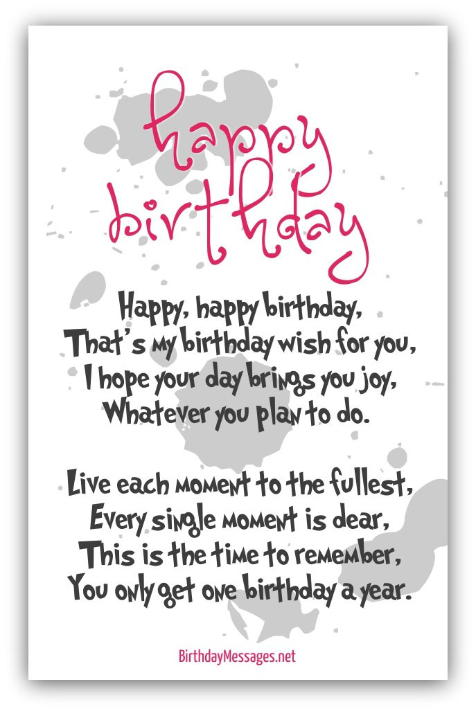 Happy Birthday Funny Poems
 Happy Birthday Poems Happy Birthday Messages