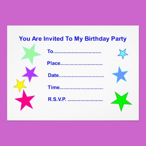 Happy Birthday Invitation Cards
 Happy Birthday with Stars Invitation Card