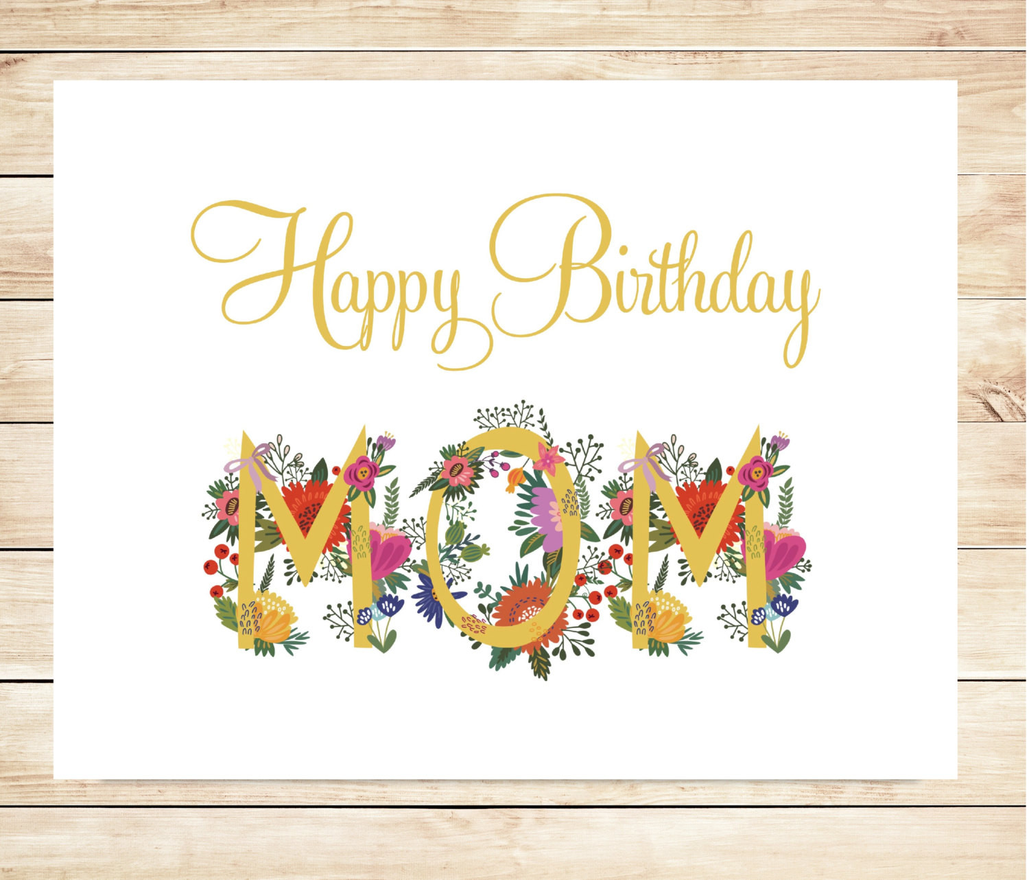 Happy Birthday Printable Cards
 Printable Mom Happy Birthday Card DIY Happy Birthday Card