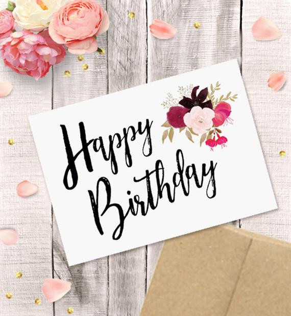 Happy Birthday Printable Cards
 Printable Birthday Card for Her Happy Birthday Watercolor