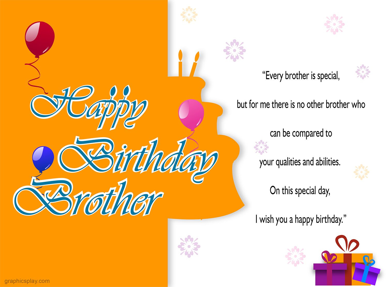 Happy Birthday Quotes To Brother
 Happy Birthday Brother Greeting with Quotes GraphicsPlay