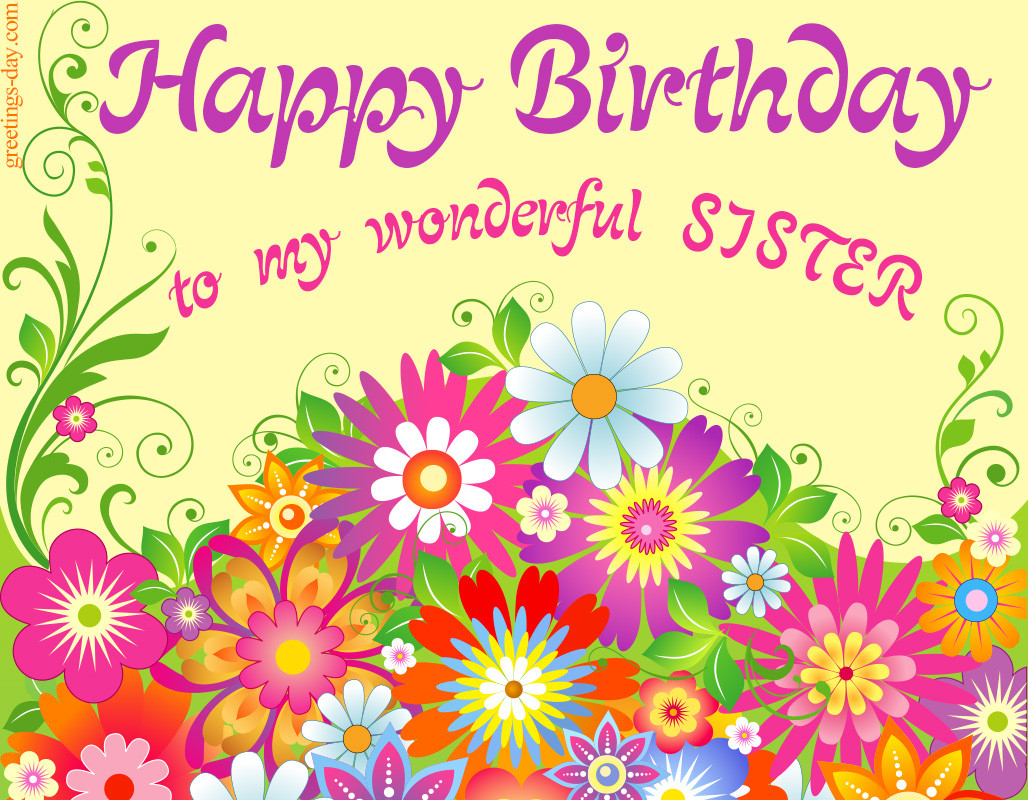 Happy Birthday Sister Cards
 Happy Birthday Sister Free Freeting line Ecard
