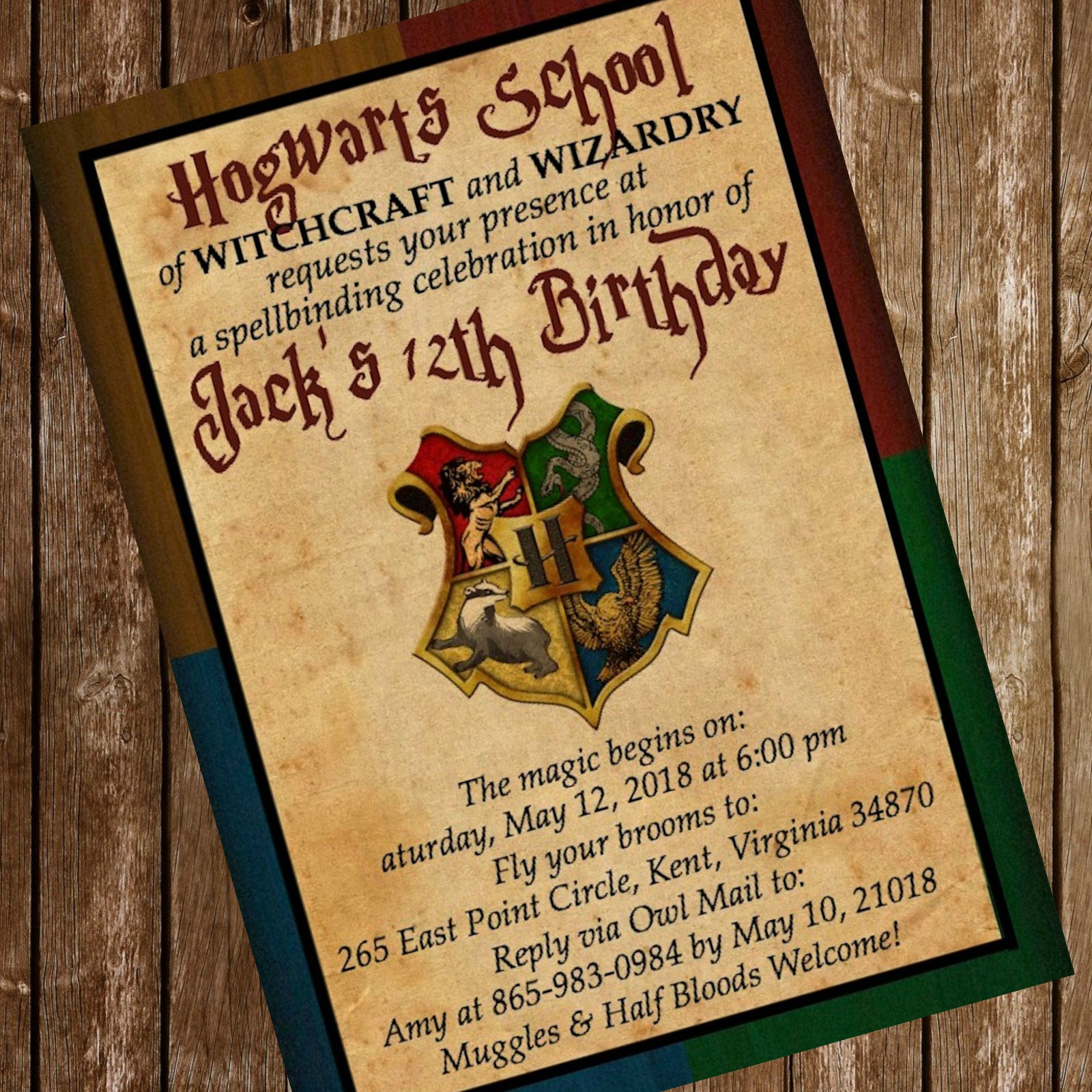 Harry Potter Birthday Invitations
 Harry Potter Hogwarts Birthday Party Invitation Download 4 x 6