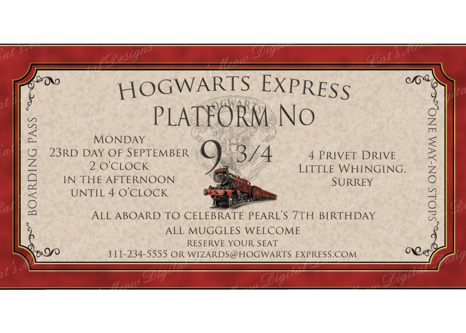 Harry Potter Birthday Invitations
 Hogwarts Harry Potter Birthday Invitation Printable