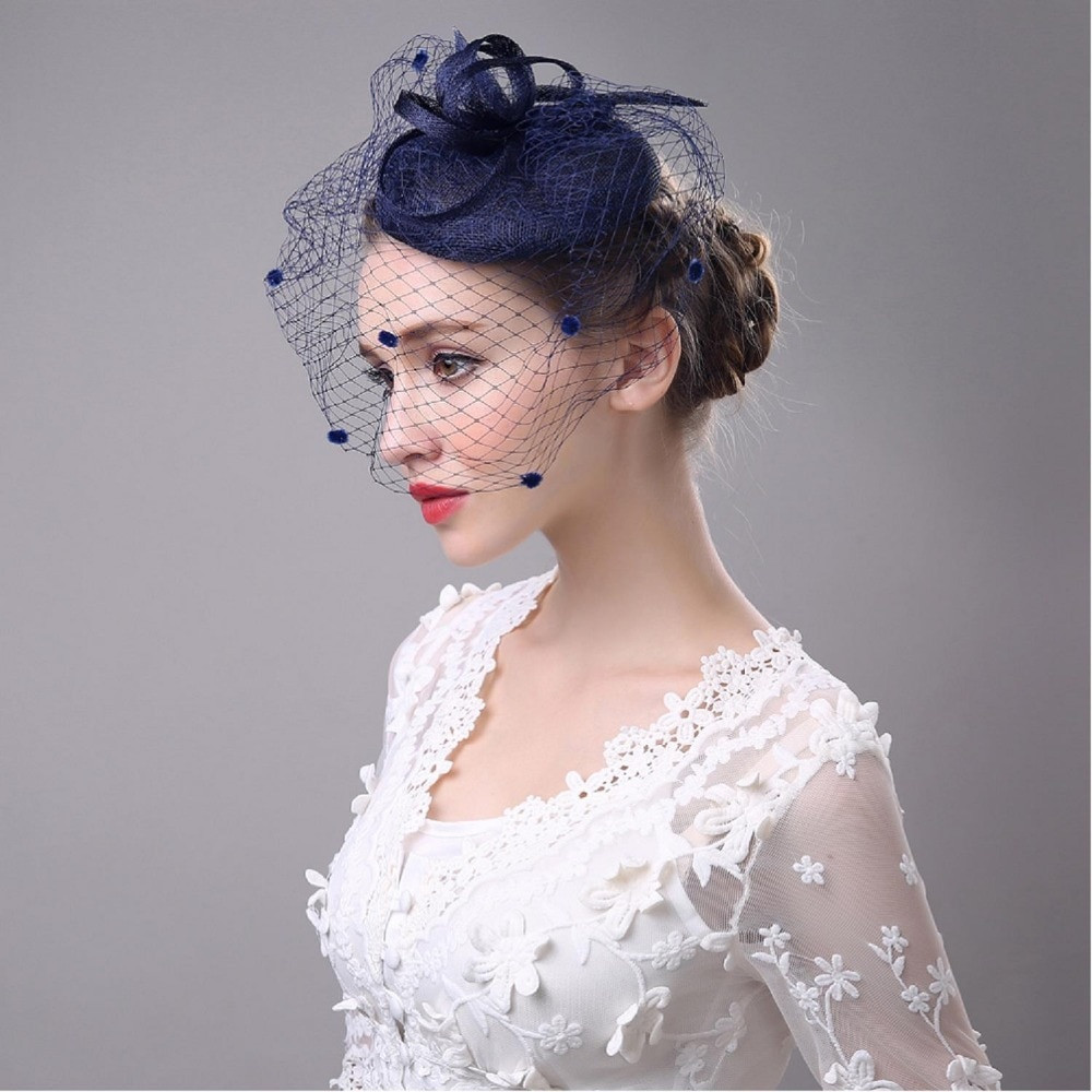 Hat With Veil For Wedding
 CHENLVXIE Wedding Hats For Women Vintage Net Bridal Hats