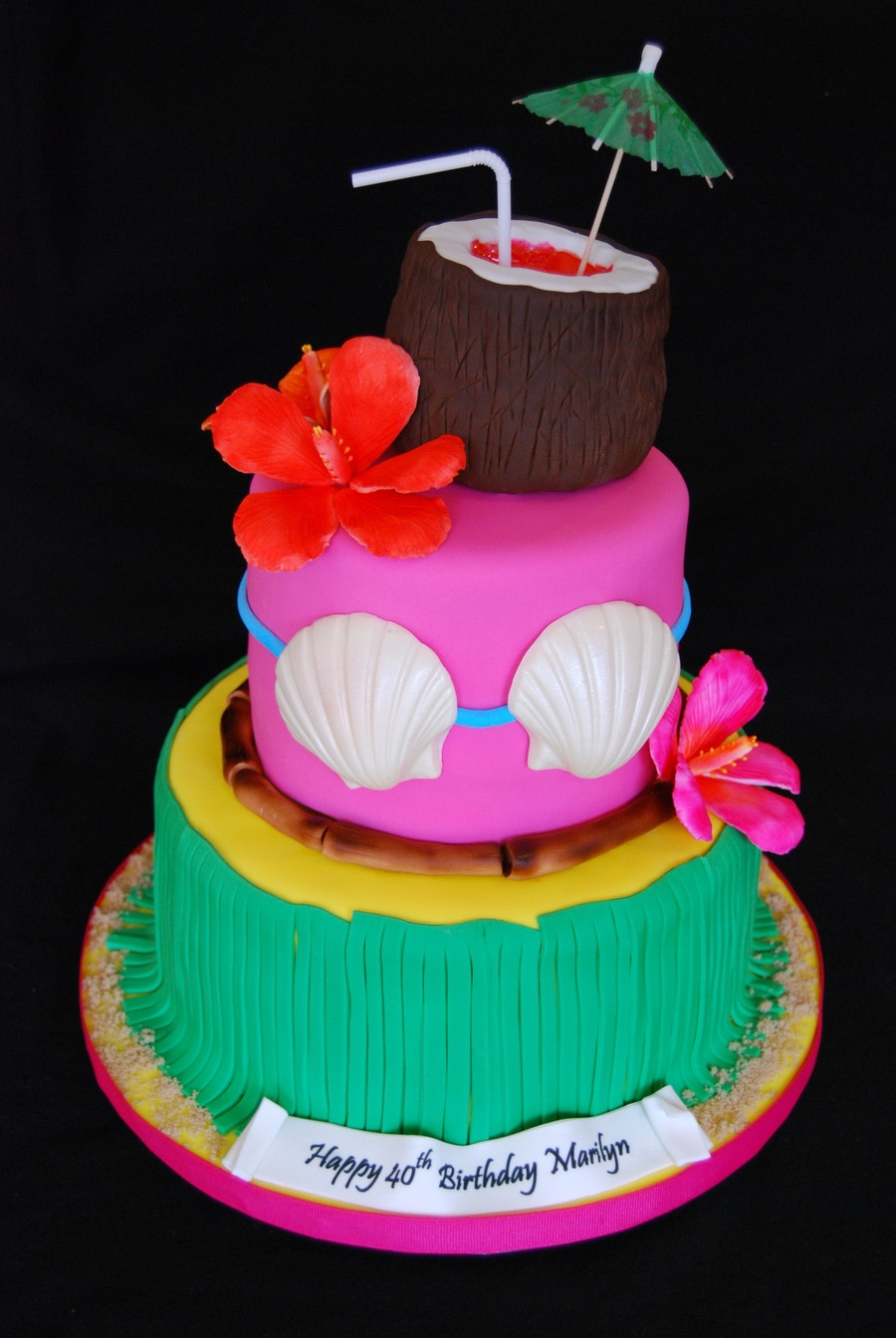 Hawaii Birthday Cake
 Hawaiian Themed 40Th Birthday Cake CakeCentral