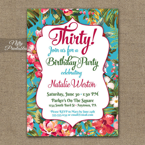 Hawaiian Birthday Invitations
 Tropical Birthday Invitations Printable Hawaiian Birthday