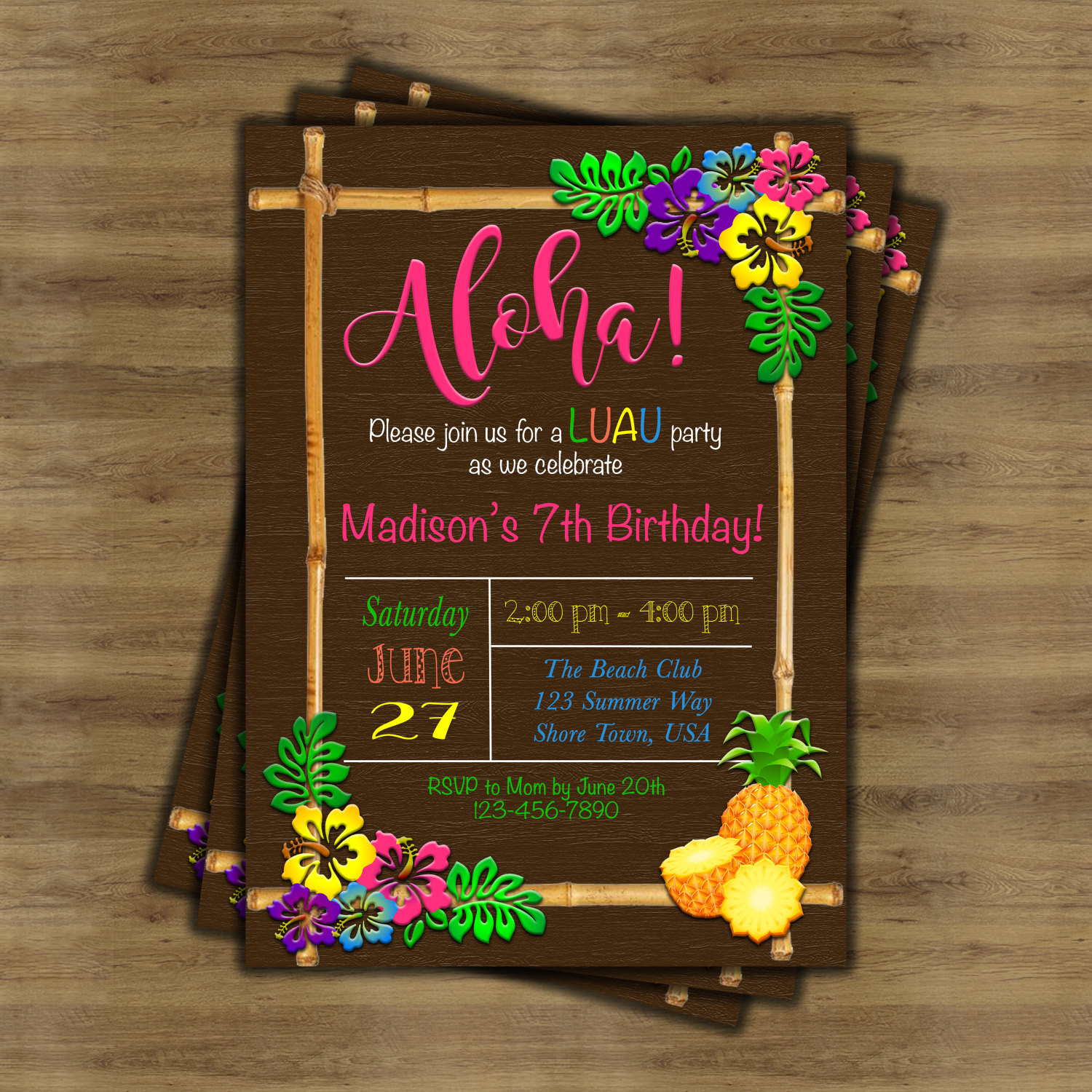 Hawaiian Birthday Invitations
 Luau Invitation Luau Birthday Invitation Hawaiian