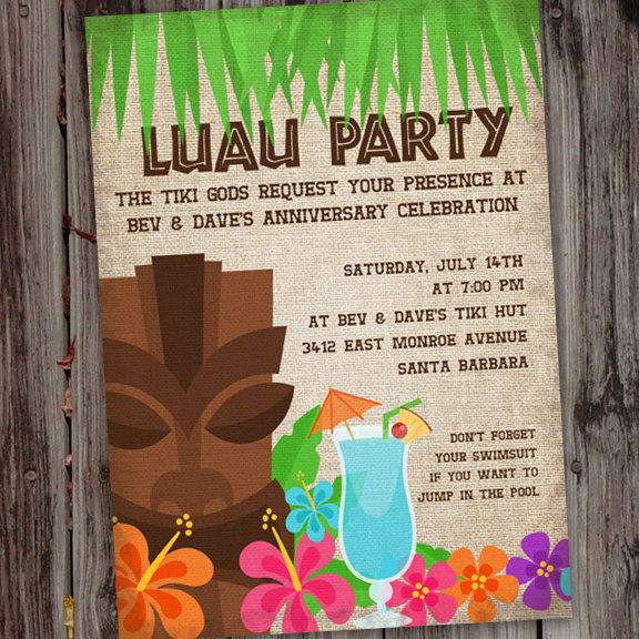 Hawaiian Birthday Invitations
 Hawaiian Luau Printable Birthday Party Invitation