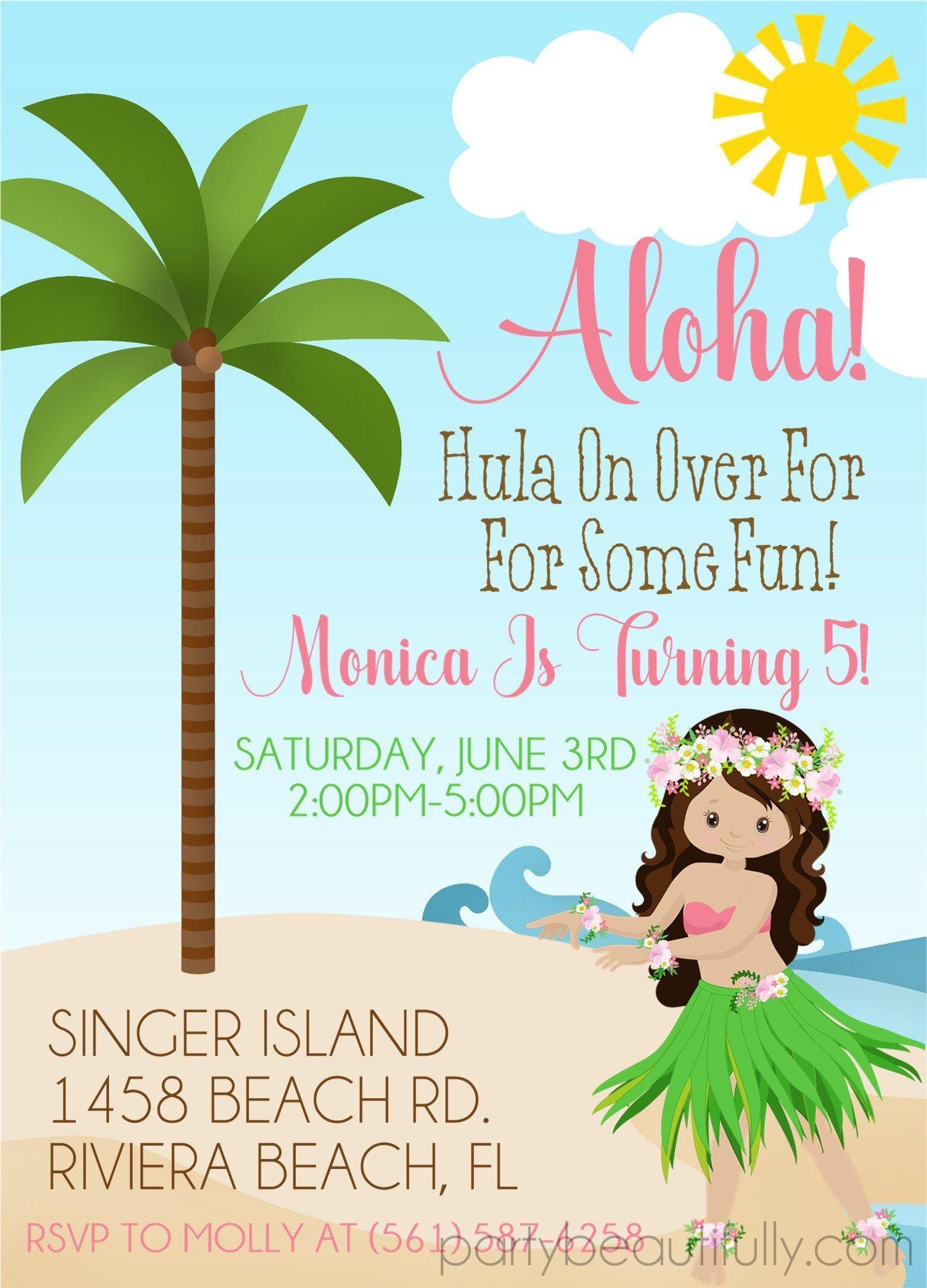 Hawaiian Birthday Invitations
 Tropical Hawaiian Luau Birthday Party Invitations – Party