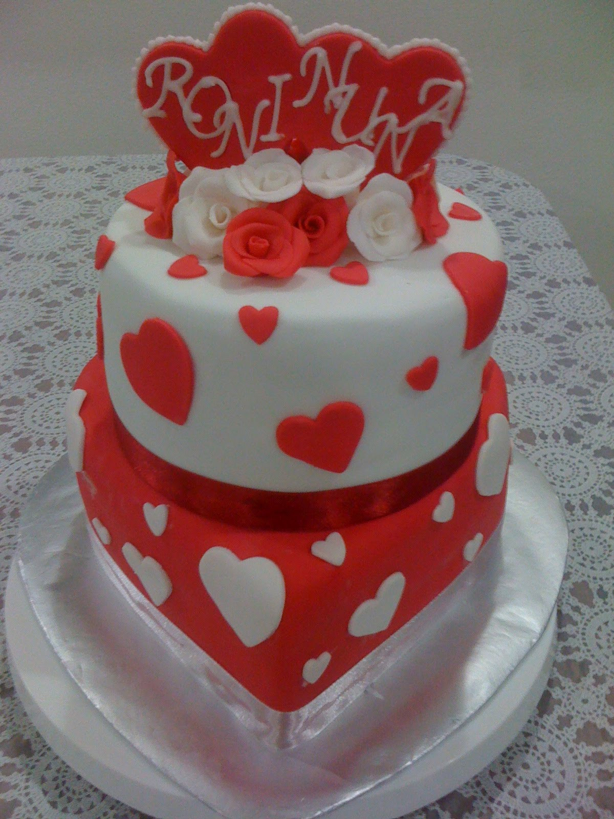 Heart Birthday Cake
 CitsCakes Red & white heart theme wedding cake