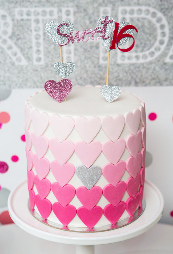 Heart Birthday Cake
 Pink Hearts Guest Dessert Feature