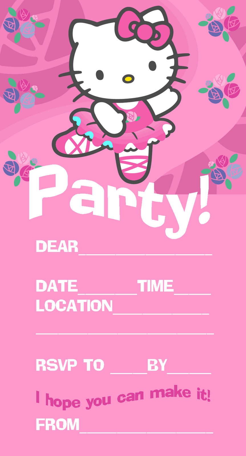 Hello Kitty Birthday Invitations
 Free Printable Hello Kitty Birthday Party Invitations