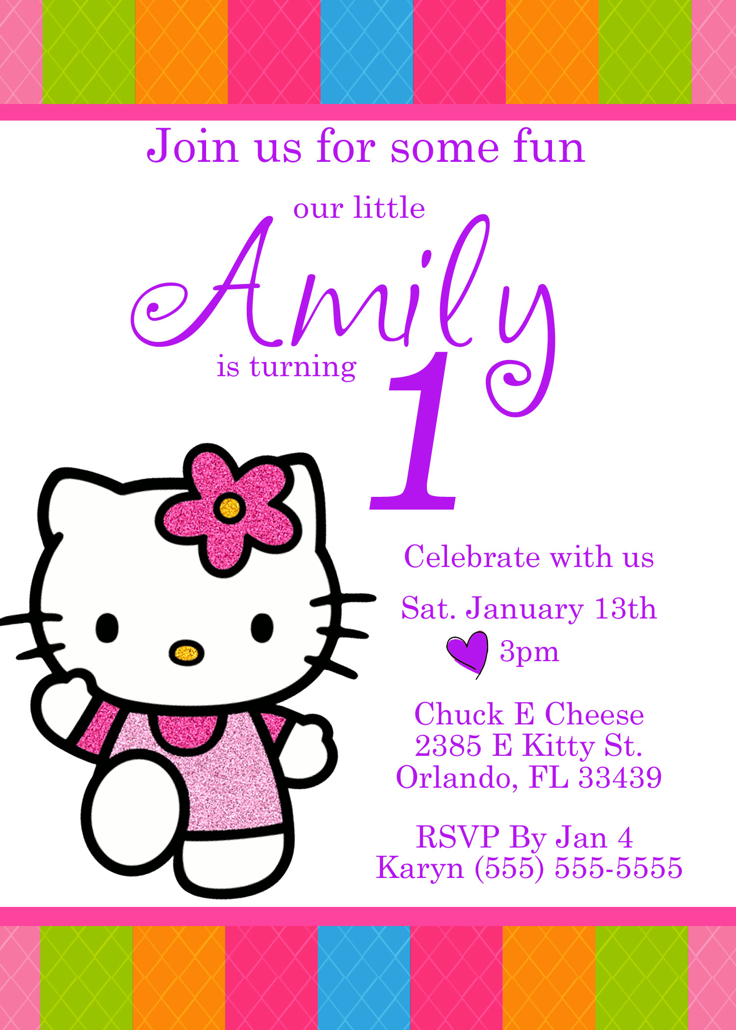 Hello Kitty Birthday Invitations
 Hello Kitty Birthday Invitation