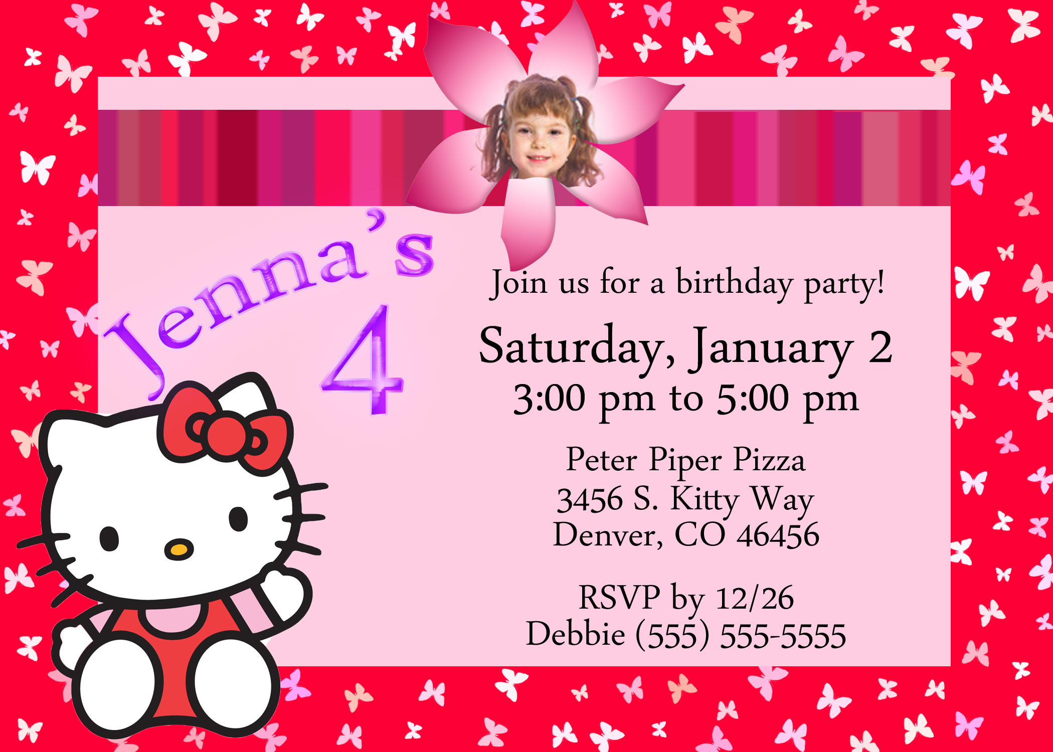 Hello Kitty Birthday Invitations
 Hello Kitty Birthday Invitation