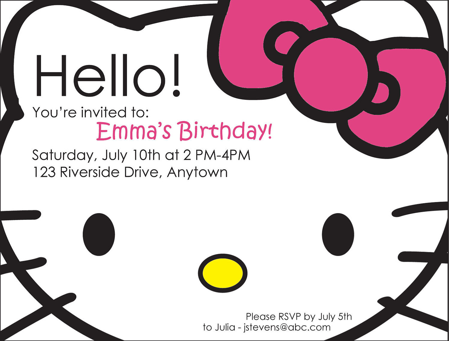 Hello Kitty Birthday Invitations
 Hello Kitty Birthday Invitation Free