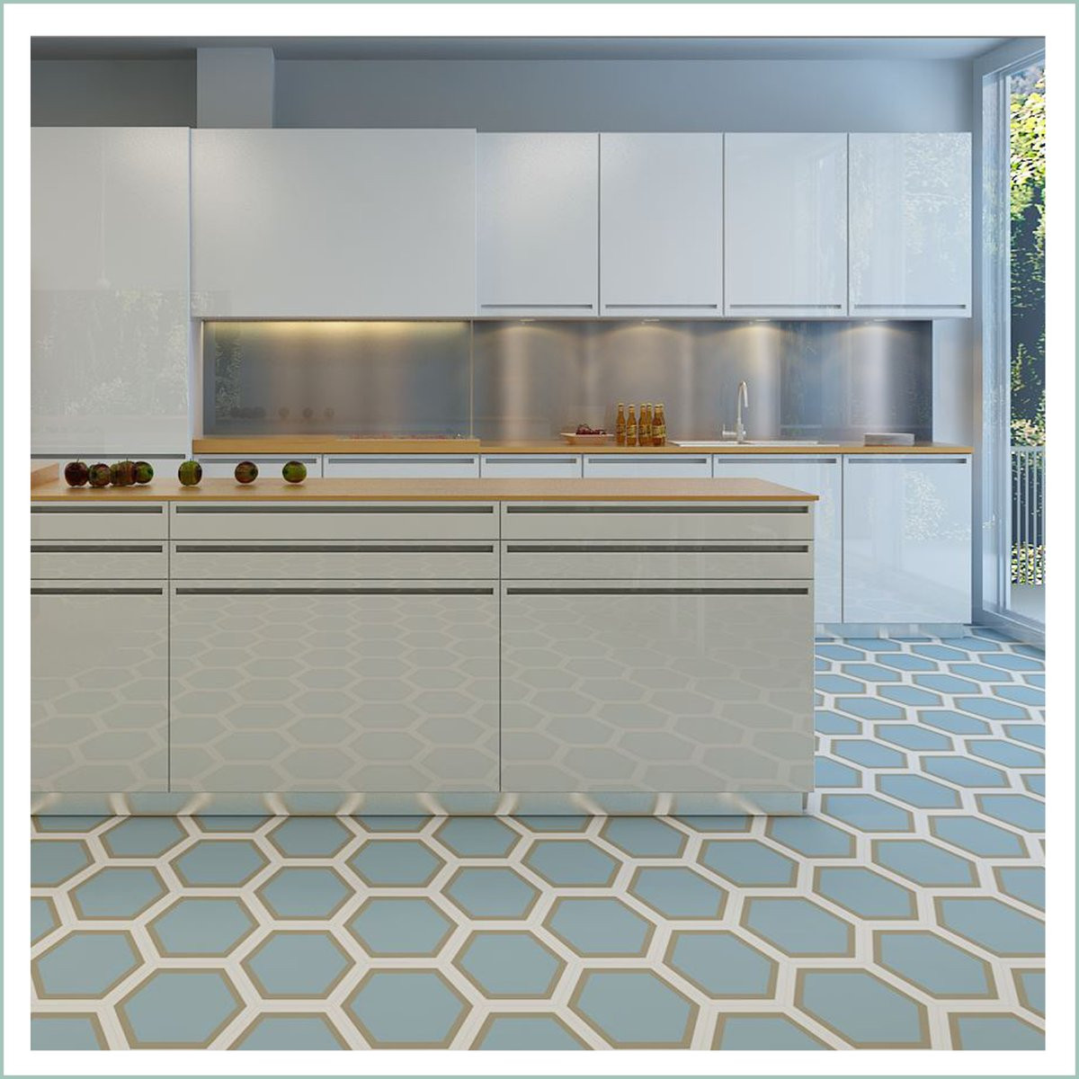 Hex Tile Kitchen Floor
 Kitchen Design Ideas with Hexagon Kitchen Floor Tiles