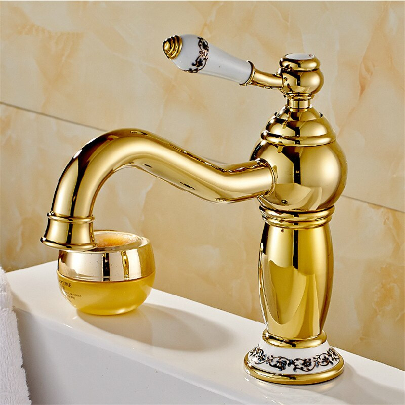 High End Bathroom Faucet
 Free shipping high end bathroom faucet copper golden