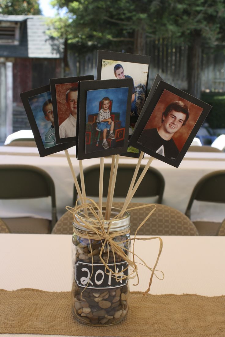 High School Graduation Party Ideas For Guys
 Centerpiece for tables at a graduation party Good for