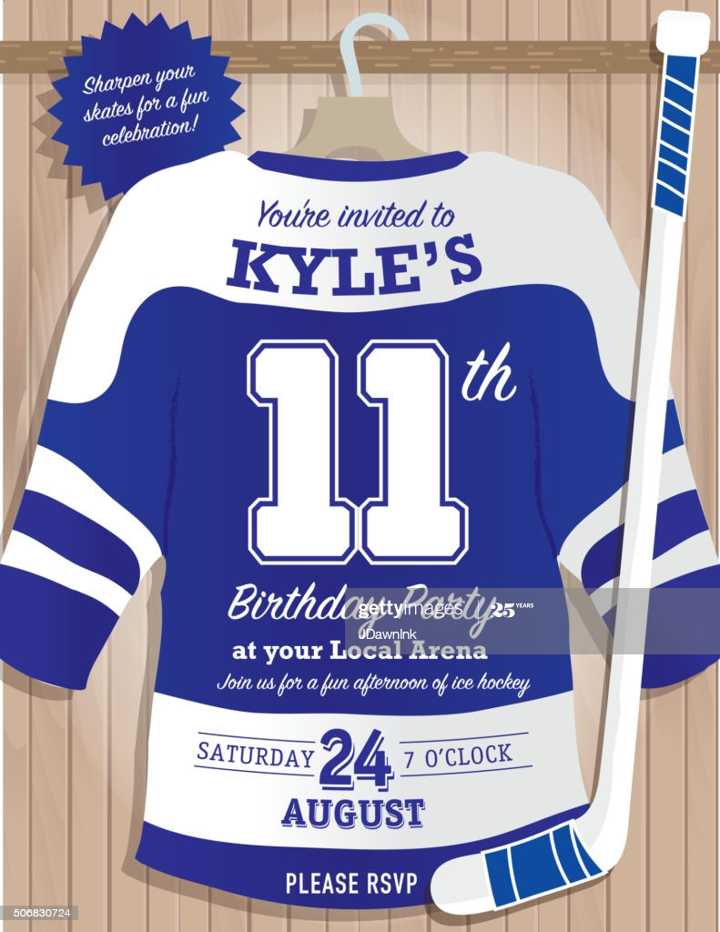 Hockey Birthday Invitations
 Boys Birthday Party Hockey Jersey Themed Invitation Design