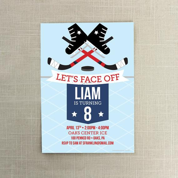 Hockey Birthday Invitations
 Ice Hockey Birthday Invitation Sports by CreativeUnionDesign