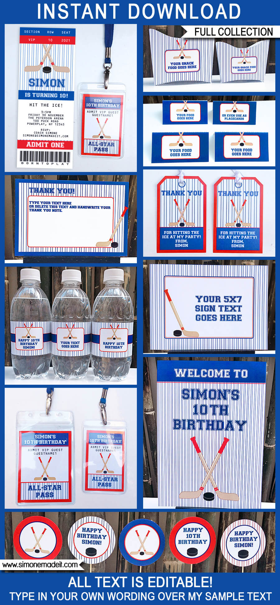 Hockey Birthday Invitations
 Hockey Party Printables Invitations & Decorations