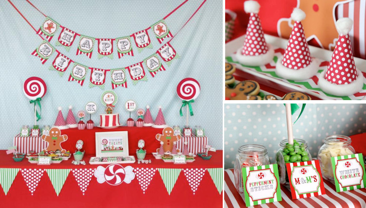 Holiday Birthday Party Ideas
 Kara s Party Ideas Christmas Sweet Shop Girl Boy 1st