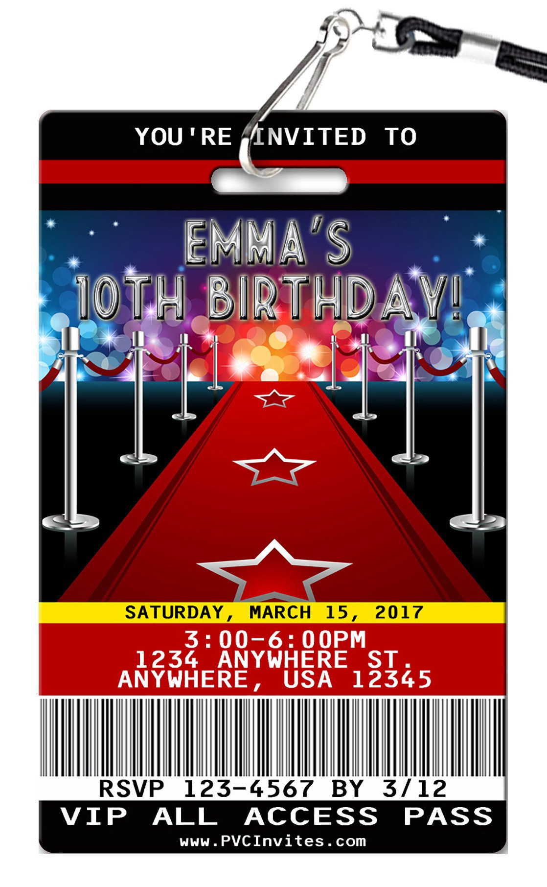Hollywood Birthday Party Invitations
 Hollywood Birthday Invitations PVC Invites VIP